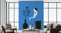 Minimalist Lady in Blue Dress Wall Mural