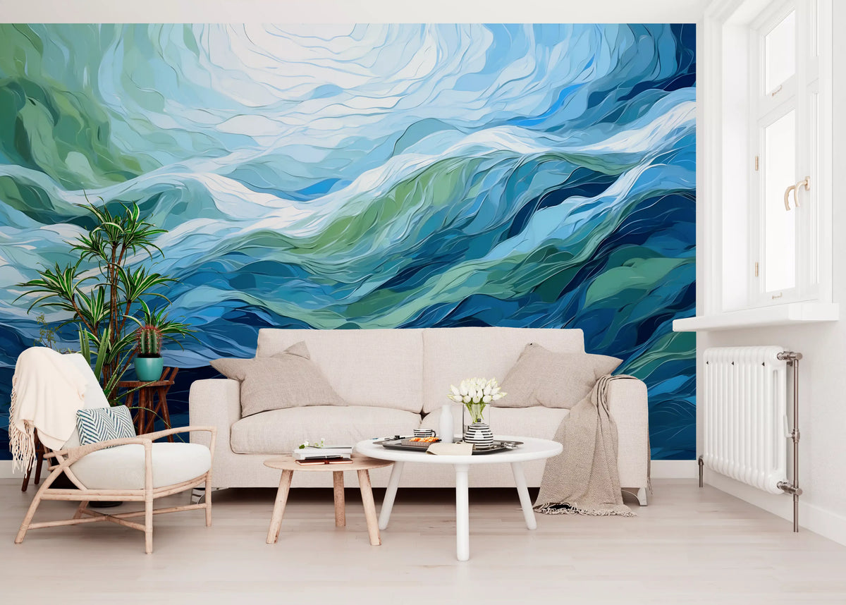Ethereal Azure Flow Abstract Wall Mural