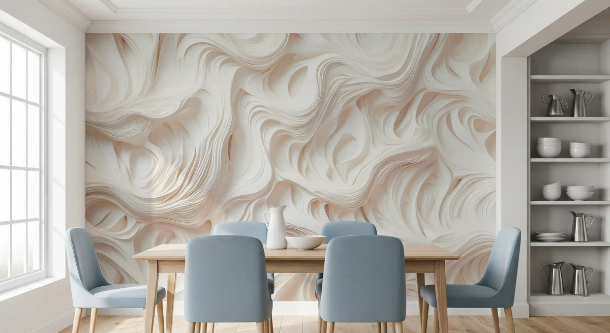 Cream Flowing Layers Abstract Wall Mural