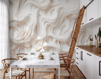 Cream Flowing Layers Abstract Wall Mural