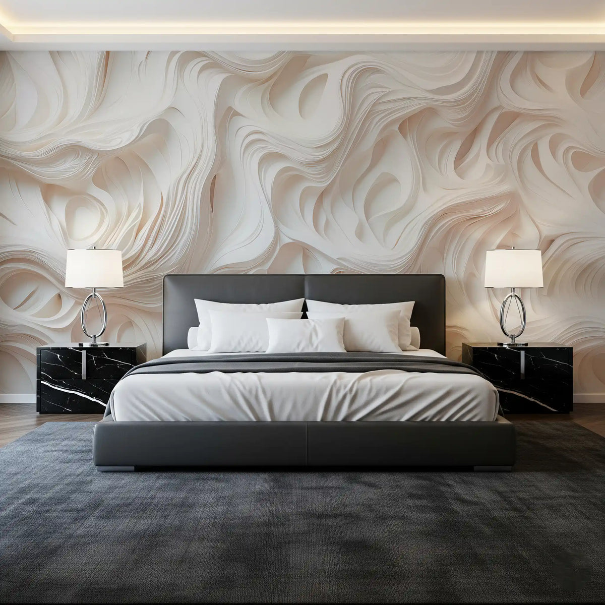 Cream Flowing Layers Abstract Wall Mural