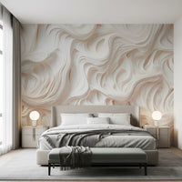 Cream Flowing Layers Abstract Wall Mural