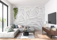 Sculpted White Petal Relief Wall Mural