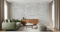 Sculpted White Petal Relief Wall Mural