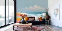 Vibrant Tropical Beach Horizon and Rolling Surf Wall Mural