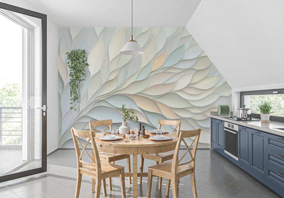 Soft Pastel Botanical Flow Wall Mural