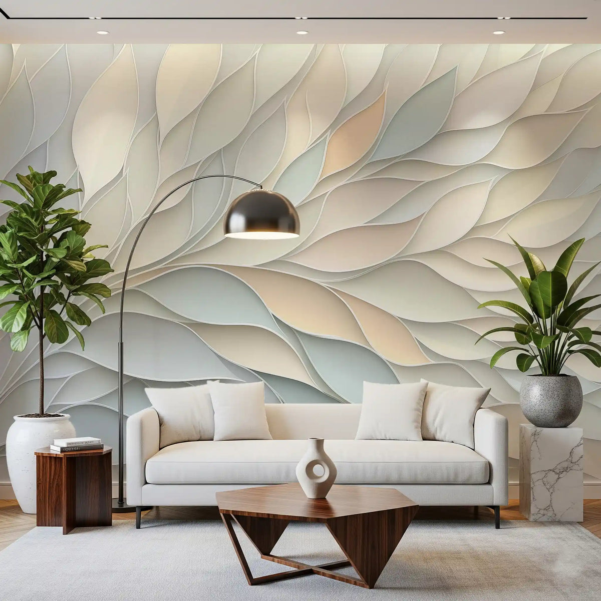 Soft Pastel Botanical Flow Wall Mural