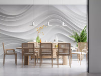 Abstract White Architectural Layers Wall Mural