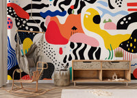 Playful Modern Shapes Collage Wall Mural