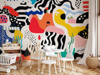 Playful Modern Shapes Collage Wall Mural