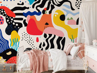 Playful Modern Shapes Collage Wall Mural