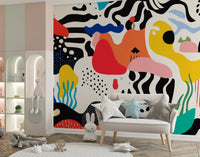Playful Modern Shapes Collage Wall Mural