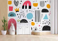 Abstract Hand-Drawn Shapes Wall Mural