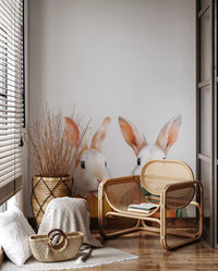 Vintage Storybook Rabbit Pair Wall Mural