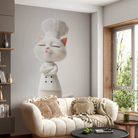 Little White Chef Cat Portrait Wall Mural