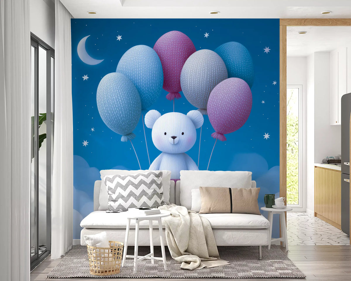 Night Sky Balloon Adventure Wall Mural