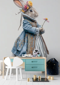 Fashion Rabbit In Vintage Gown Wall Mural