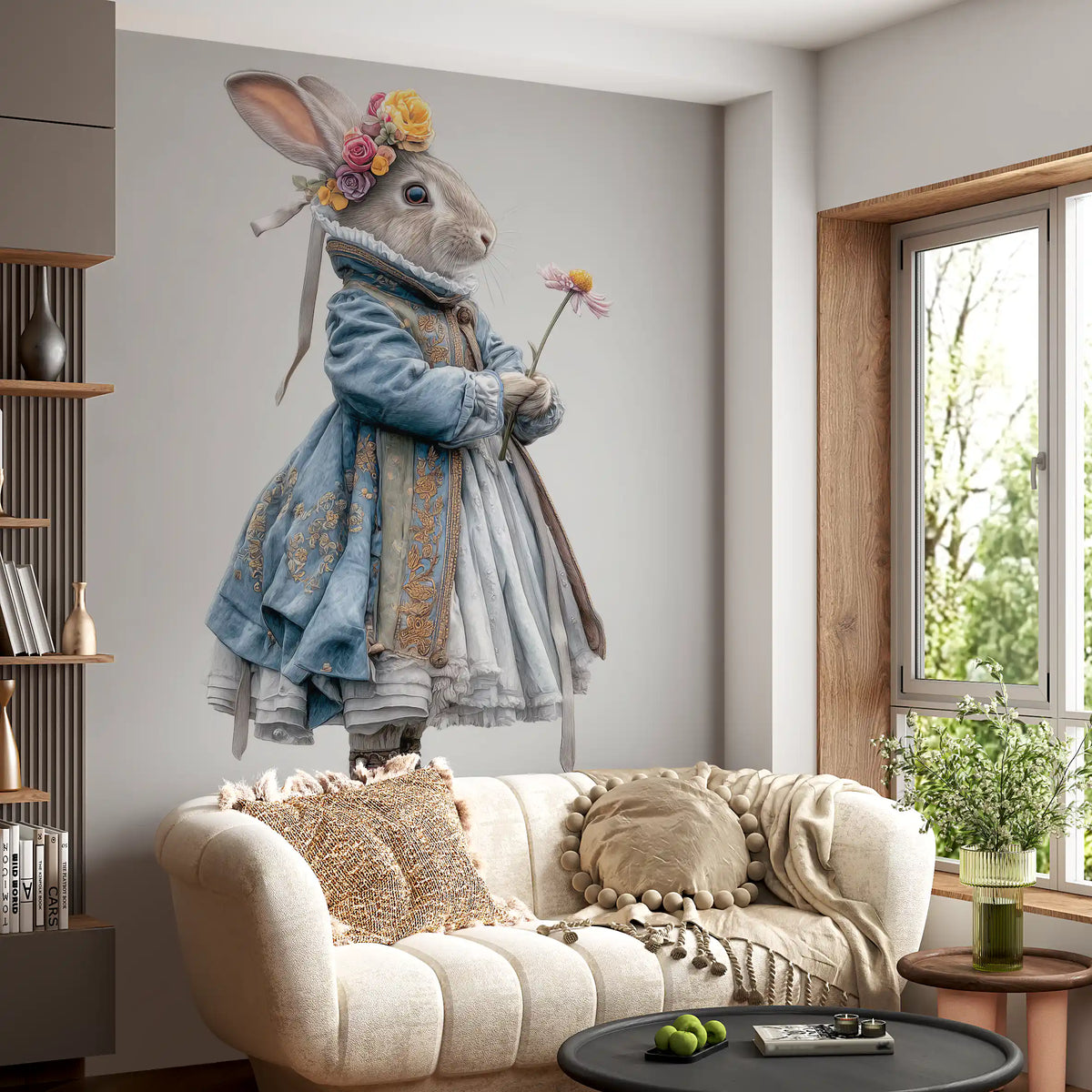 Fashion Rabbit In Vintage Gown Wall Mural