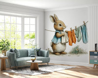 Woodland Bunny Laundry Day Wall Mural