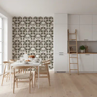 Symmetrical Sage Foliage and Peony Illustration Wallpaper⁠