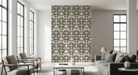 Symmetrical Sage Foliage and Peony Illustration Wallpaper⁠
