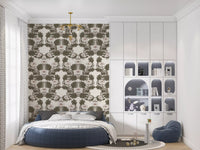 Symmetrical Sage Foliage and Peony Illustration Wallpaper⁠
