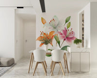 Watercolor Botanical Lily Trio Wall Mural