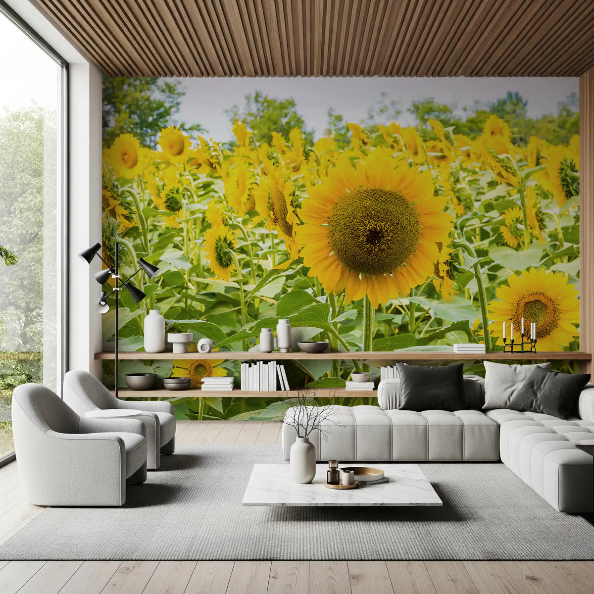 Golden Sunflower Field Meadow Wall Mural