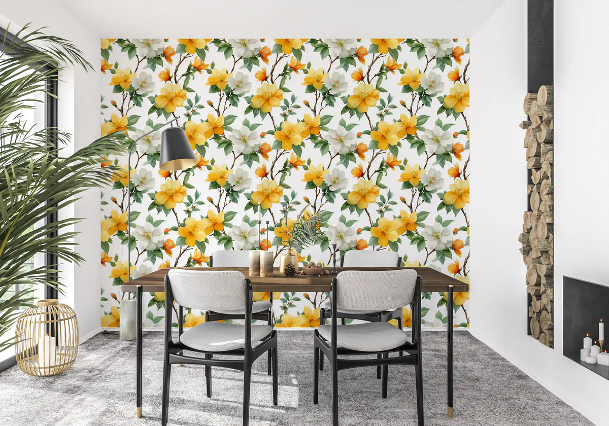 Sun-Kissed Golden Blossom Branches Wallpaper⁠