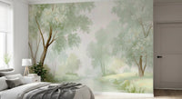 Misty Morning Riverside Forest Wall Mural