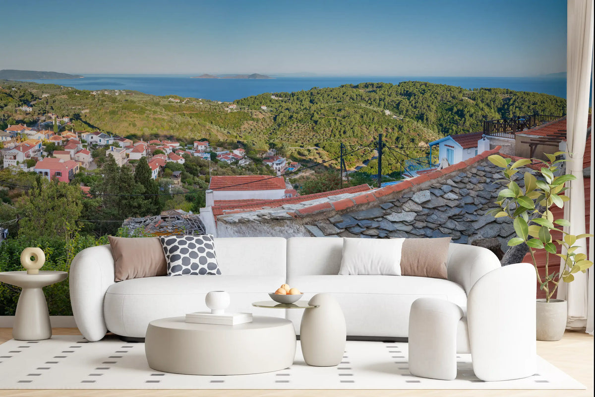 Rustic Terracotta Rooftop Vista Wall Mural