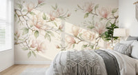 Soft Watercolor Magnolia Branches Wall Mural