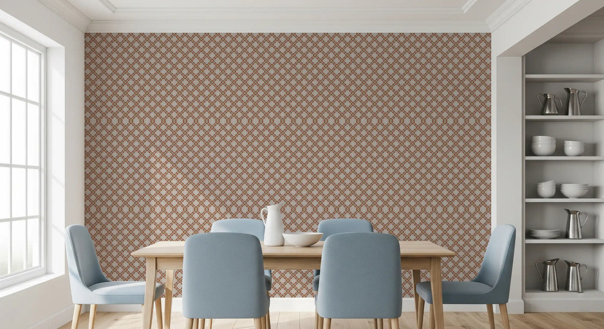 Minimalist Terracotta Geometric Grid Wallpaper⁠