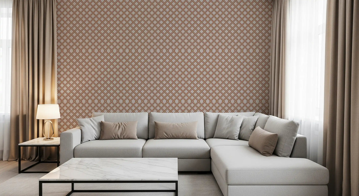 Minimalist Terracotta Geometric Grid Wallpaper⁠