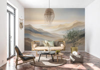 Serene Dawn Mountain Layers Wall Mural