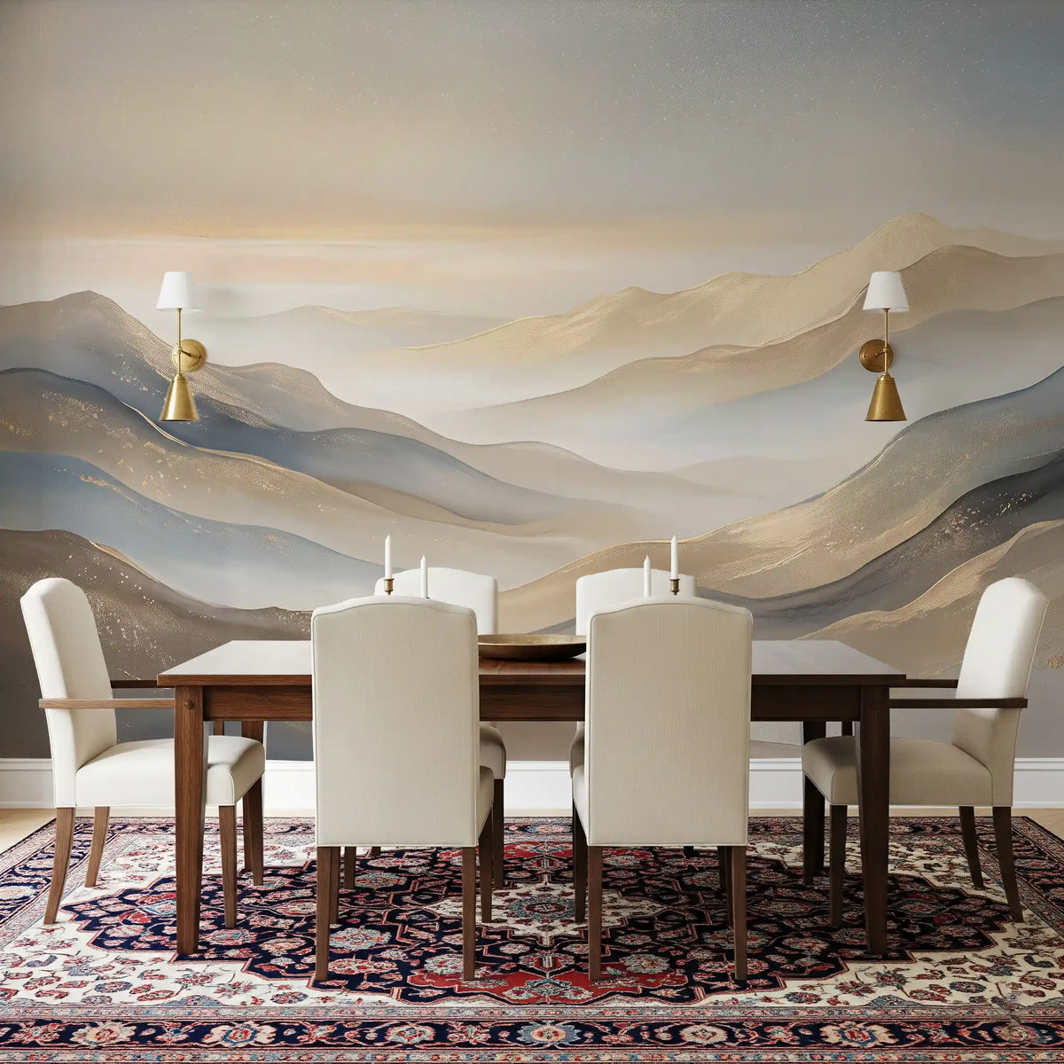 Serene Dawn Mountain Layers Wall Mural