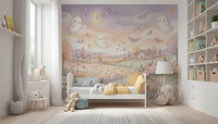 Friendly Ghosts in Autumn Countryside Wall Mural