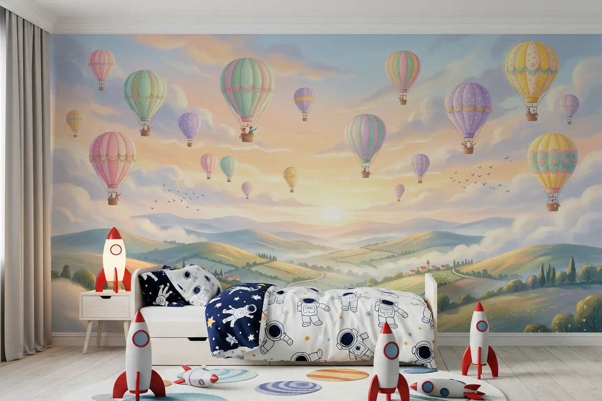 Pastel Skies and Floating Balloons Wall Mural