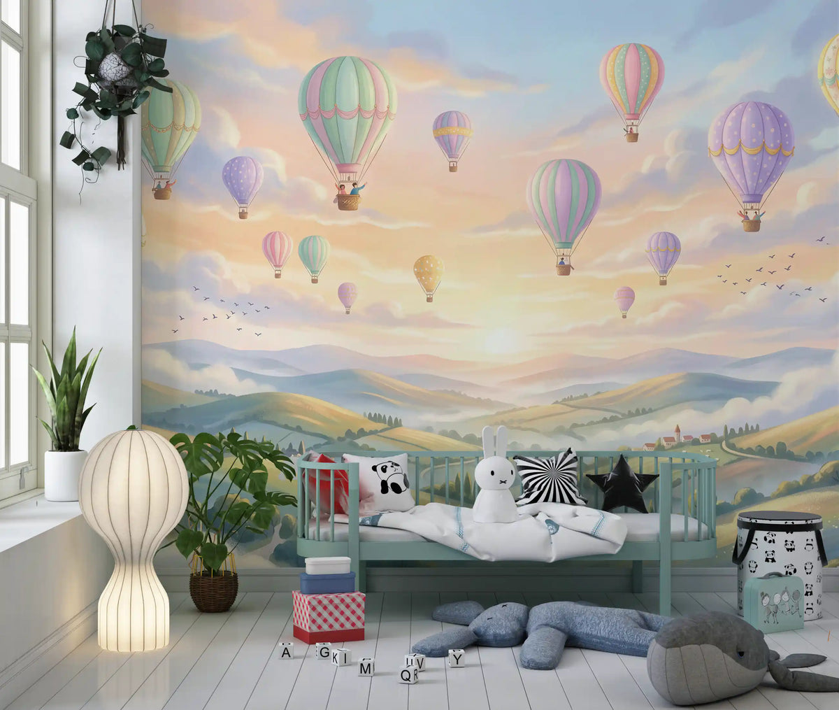 Pastel Skies and Floating Balloons Wall Mural