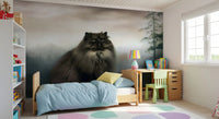 Regal Persian Cat in Misty Forest Wall Mural