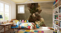 Dapper Sphynx in Top Hat and Florals Wall Mural