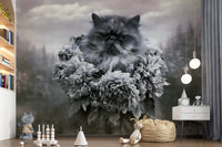 Persian Cat with Floral Wreath Wall Mural