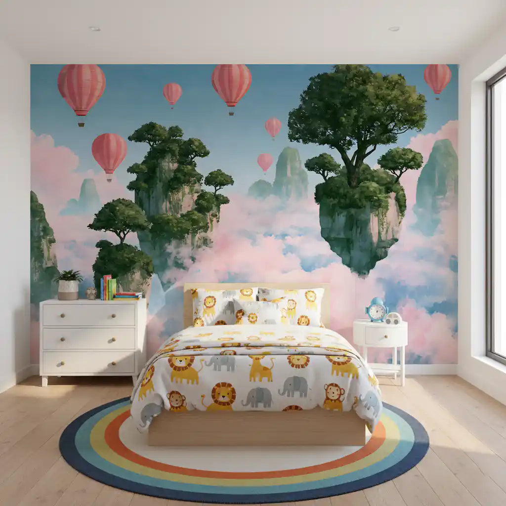 Floating Isles and Pink Skies Wall Mural
