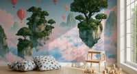 Floating Isles and Pink Skies Wall Mural