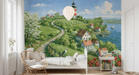 Coastal Lighthouse Meadow Wall Mural