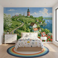 Coastal Lighthouse Meadow Wall Mural
