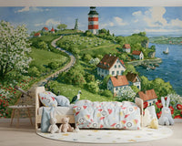 Coastal Lighthouse Meadow Wall Mural