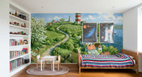 Coastal Lighthouse Meadow Wall Mural