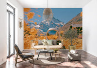 Astronaut Amidst Golden Alpine Blooms Wall Mural