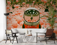 Astronaut in a Sea of Pink Balloons Wall Mural